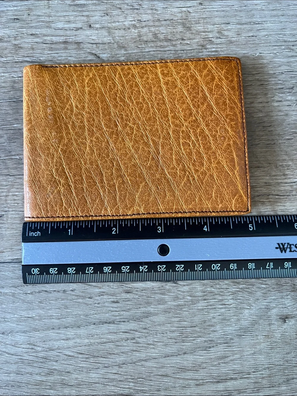 Vintage Wallet Slim Tan Textured Leather Bifold NEW Hunting World Made in Spain